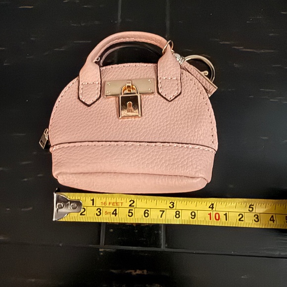 NEW Mini Keychain Handbag with Tassel and Keychain Coin Purse Pink - Picture 6 of 7